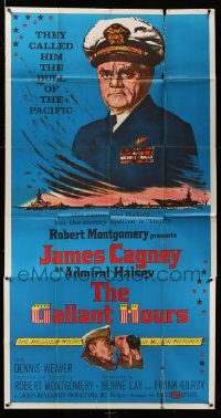 1b588 GALLANT HOURS 3sh '60 artwork of James Cagney as Admiral Bull Halsey of the Pacific!