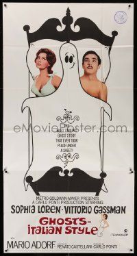 1b592 GHOSTS - ITALIAN STYLE int'l 3sh '68 sexy Sophia Loren in bed with ghost & Vittorio Gassman!