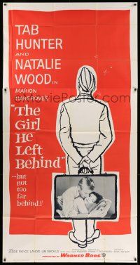 1b593 GIRL HE LEFT BEHIND 3sh '56 romantic image of Tab Hunter nuzzling Natalie Wood +soldier art!