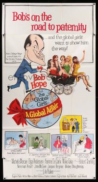 1b599 GLOBAL AFFAIR 3sh '64 wacky cartoon art of Bob Hope with sexy girls in baby carriage!