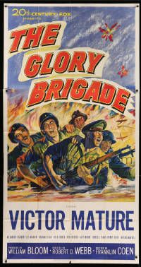 1b601 GLORY BRIGADE 3sh '53 cool artwork of Victor Mature & soldiers in Korean War!