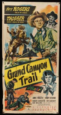 1b607 GRAND CANYON TRAIL 3sh '48 cowboy Roy Rogers & Trigger in Arizona, Jane Frazee, Andy Devine!