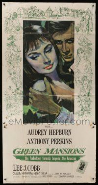 1b612 GREEN MANSIONS 3sh '59 best art of Audrey Hepburn & Anthony Perkins by Joseph Smith!