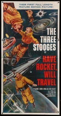 1b627 HAVE ROCKET WILL TRAVEL 3sh '59 wonderful sci-fi art of The Three Stooges in space, rare!