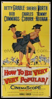 1b649 HOW TO BE VERY, VERY POPULAR 3sh '55 full-length art of sexy Betty Grable & Sheree North!