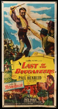 1b700 LAST OF THE BUCCANEERS 3sh '50 Paul Henreid as pirate Jean Lafitte fighting on ship!