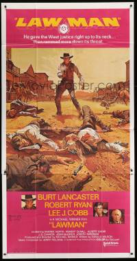 1b704 LAWMAN int'l 3sh '71 McCarthy art of cowboy Burt Lancaster, directed by Michael Winner!