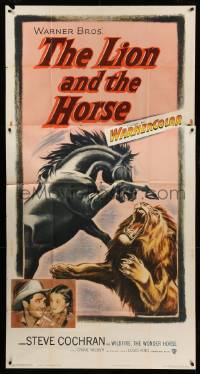1b712 LION & THE HORSE 3sh '52 the wildest beast-battle that ever roared across canyon country!