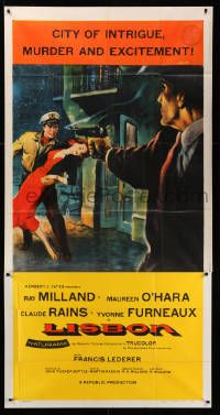 1b713 LISBON 3sh '56 Ray Milland & Maureen O'Hara in the Portugal city of intrigue & murder!