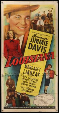 1b717 LOUISIANA 3sh '47 Governor Jimmie Davis & pretty Margaret Lindsay!