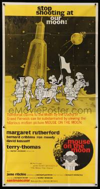 1b754 MOUSE ON THE MOON int'l 3sh '63 cool cartoon art of English astronauts on moon!