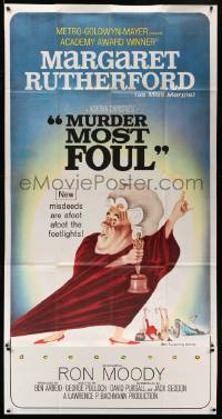1b760 MURDER MOST FOUL 3sh '64 art of Margaret Rutherford by Tom Jung, Agatha Christie!