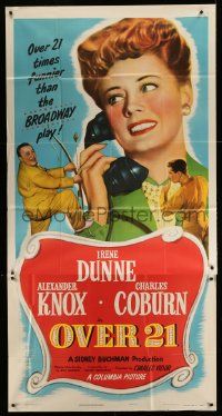 1b788 OVER 21 3sh '45 Irene Dunne, Charles Coburn, Broadway's gay stage hit!