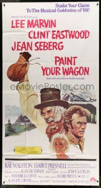 1b790 PAINT YOUR WAGON 3sh '69 Ron Lesser art of Clint Eastwood, Lee Marvin & pretty Jean Seberg!