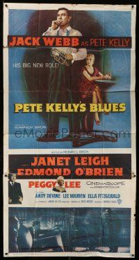 1b798 PETE KELLY'S BLUES 3sh '55 Jack Webb smoking & holding trumpet, sexy Janet Leigh!