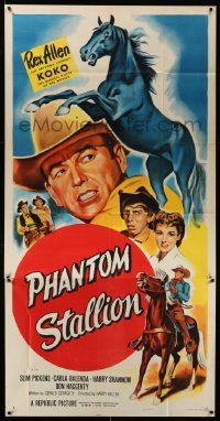 1b799 PHANTOM STALLION 3sh '54 great art of Arizona Cowboy Rex Allen & Koko the Miracle Horse!