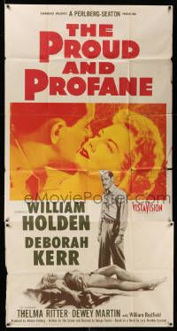 1b815 PROUD & PROFANE 3sh '56 romantic close up of William Holden & Deborah Kerr!