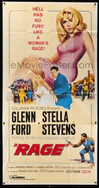 1b821 RAGE 3sh '66 running man Glenn Ford is out of time, close-up of super sexy Stella Stevens!