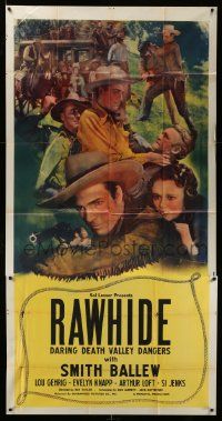 1b827 RAWHIDE 3sh R40s Smith Ballew stock poster, baseball hero Lou Gehrig billed but not shown!