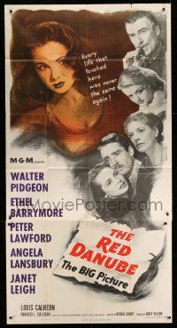 1b830 RED DANUBE 3sh '49 Janet Leigh, Angela Lansbury, Ethel Barrymore, Walter Pidgeon, Lawford