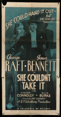 1b863 SHE COULDN'T TAKE IT 3sh R47 full-length art of George Raft & Joan Bennett in formal attire!