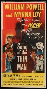 1b885 SONG OF THE THIN MAN 3sh '47 William Powell, Myrna Loy, and Asta too, different art, rare!