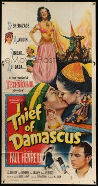 1b922 THIEF OF DAMASCUS 3sh '52 Paul Henreid, sexy full-length Elena Verdugo, Arabian Nights!