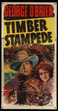 1b935 TIMBER STAMPEDE style A 3sh R48 close up art of cowboy George O'Brien & Marjorie Reynolds!