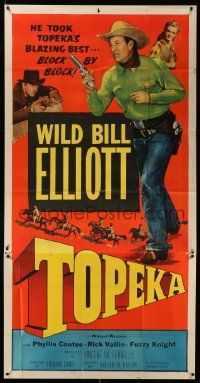 1b943 TOPEKA 3sh '53 Phyllis Coates & cowboy Wild Bill Elliot in Kansas!