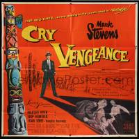 1b076 CRY VENGEANCE 6sh '55 Mark Stevens, film noir, Alaska adventure, cool totem pole art!