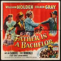1b079 FATHER IS A BACHELOR 6sh '50 Coleen Gray calls William Holden darling & kids call him dad!