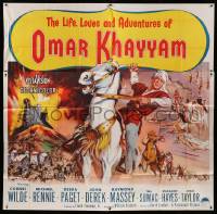 1b092 LIFE, LOVES & ADVENTURES OF OMAR KHAYYAM 6sh '57 cool art of Cornel Wilde on horseback!