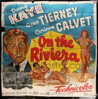 1b098 ON THE RIVIERA 6sh '51 art of Danny Kaye, sexy Gene Tierney & Corinne Calvet!