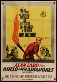 1b306 DUEL OF CHAMPIONS Argentinean '64 art of Alan Ladd in Italian sword & sandal movie!