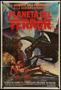 1b326 GALAXY OF TERROR Argentinean '82 Roger Corman, Charo fantasy art of monsters & sexy girl!