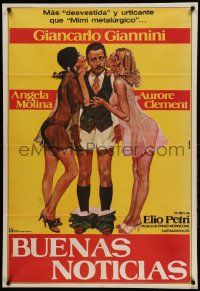 1b332 GOOD NEWS Argentinean '79 art of Giancarlo Giannini with his pants down between sexy ladies!