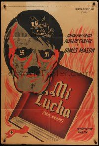 1b369 MI LUCHA Argentinean '40s incredible stylized art of Hitler with copy of Mein Kampf by Faiman
