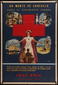 1b392 RED CROSS Argentinean '50s Mendez Mujica art of Red Cross nurse & charity projects!