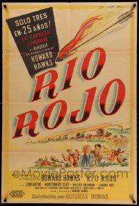 1b394 RED RIVER Argentinean '49 art of John Wayne, Montgomery Clift & co-stars, Howard Hawks