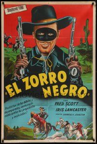 1b395 RIDIN' THE TRAIL Argentinean '40 great image of Fred Scott as The Black Zorro with guns!
