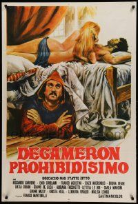 1b398 SEXY SINNERS Argentinean '72 great Renato Casaro art of man under bed with naked couple!