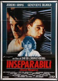 1b166 DEAD RINGERS Italian 1p '89 Jeremy Irons & Genevieve Bujold, directed by David Cronenberg!