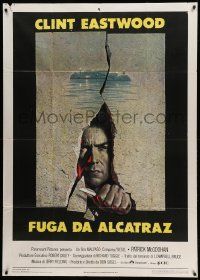 1b171 ESCAPE FROM ALCATRAZ Italian 1p '79 cool artwork of Clint Eastwood busting out by Lettick!