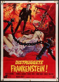 1b178 FRANKENSTEIN MUST BE DESTROYED Italian 1p '70 different Avelli art of Cushing & sexy Carlson!