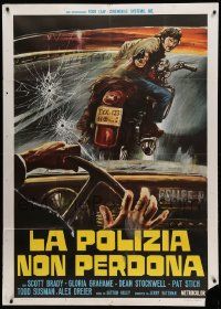 1b199 LONERS Italian 1p '72 cool art of Dean Stockwell on motorcycle being chased by car!