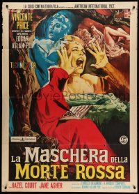 1b201 MASQUE OF THE RED DEATH Italian 1p '64 different Ciriello art montage of scared women!