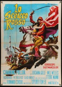 1b214 RED SHEIK Italian 1p '62 cool art of Channing Pollock on horse by Enrico De Seta!