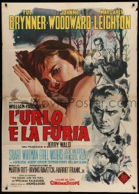 1b230 SOUND & THE FURY Italian 1p '59 Martin Ritt, Nistri art of Yul Brynner & Joanne Woodward!