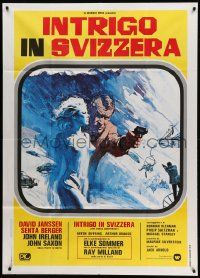 1b237 SWISS CONSPIRACY Italian 1p '76 different art of spy David Janssen & sexy Senta Berger!