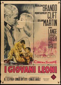 1b254 YOUNG LIONS Italian 1p '60 Nistri art of Nazi Marlon Brando, Dean Martin & Montgomery Clift!